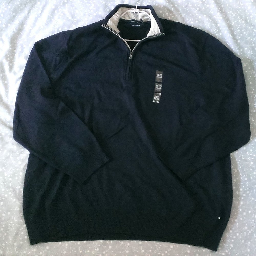 (NWT) $79 Nautica Quarter Zip Sweater Dark Blue 5XL